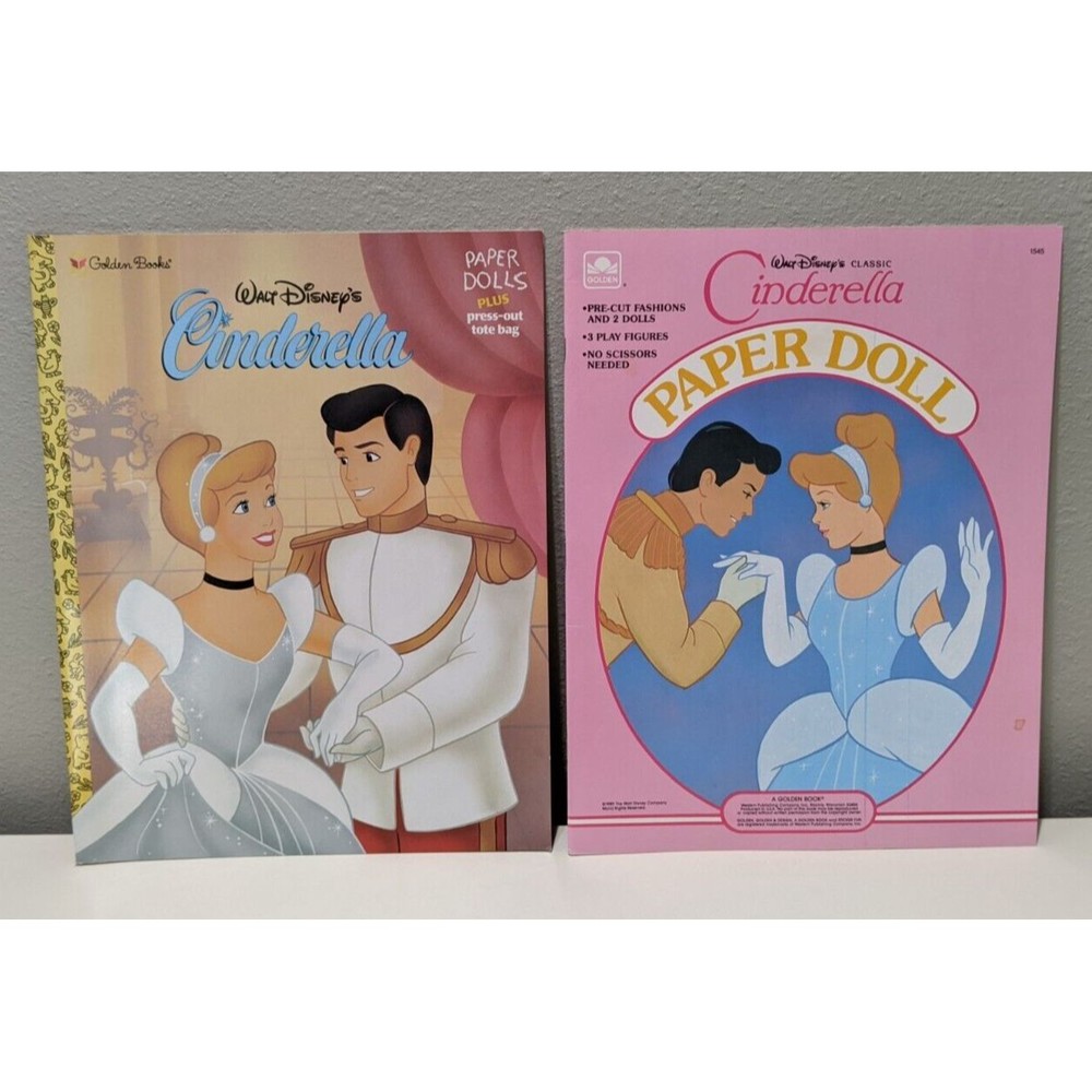 UNCUT Golden Disney CINDERELLA Paper Doll Book Lot of 2